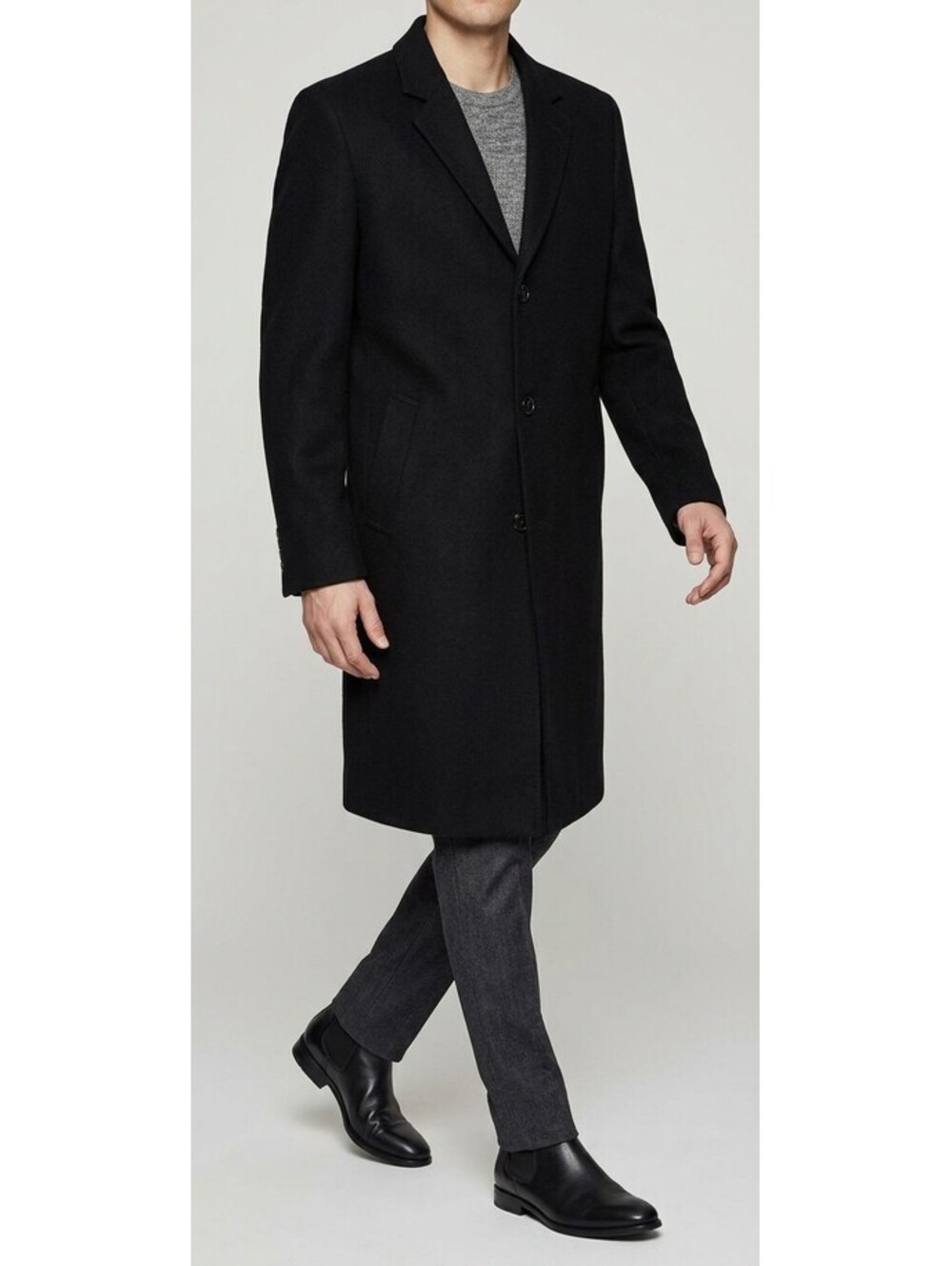 NWT London Fog Men's Wool Blend Single Breasted Overcoat Black Size 58R